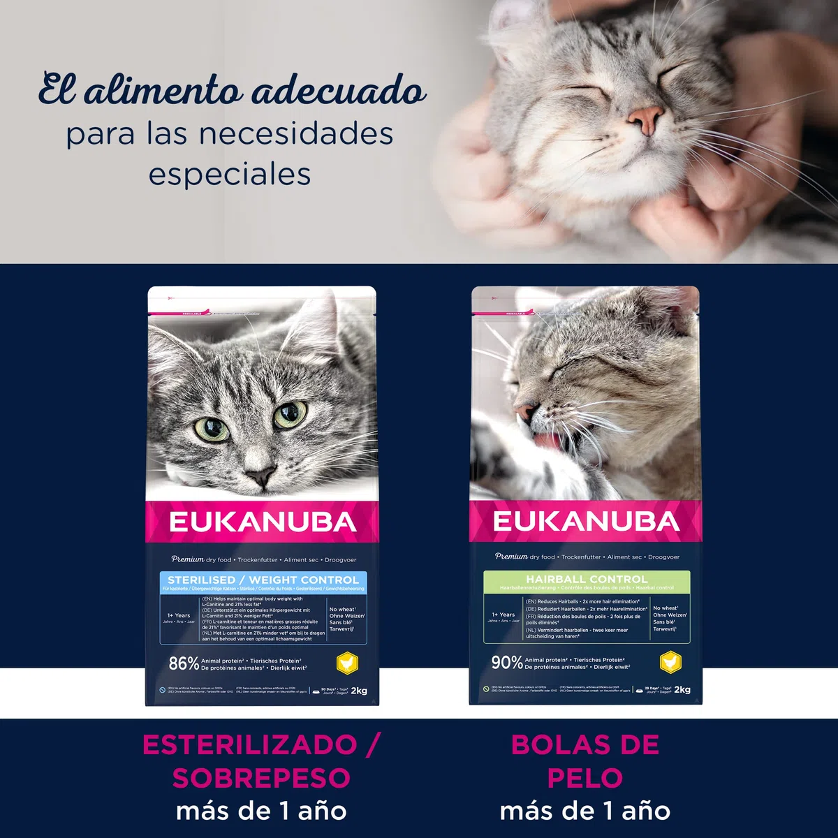 Eukanuba Hairball Control Alimento seco para gatos adultos y gatos de edad avanzada, rica en pollo fresco, 10 kg