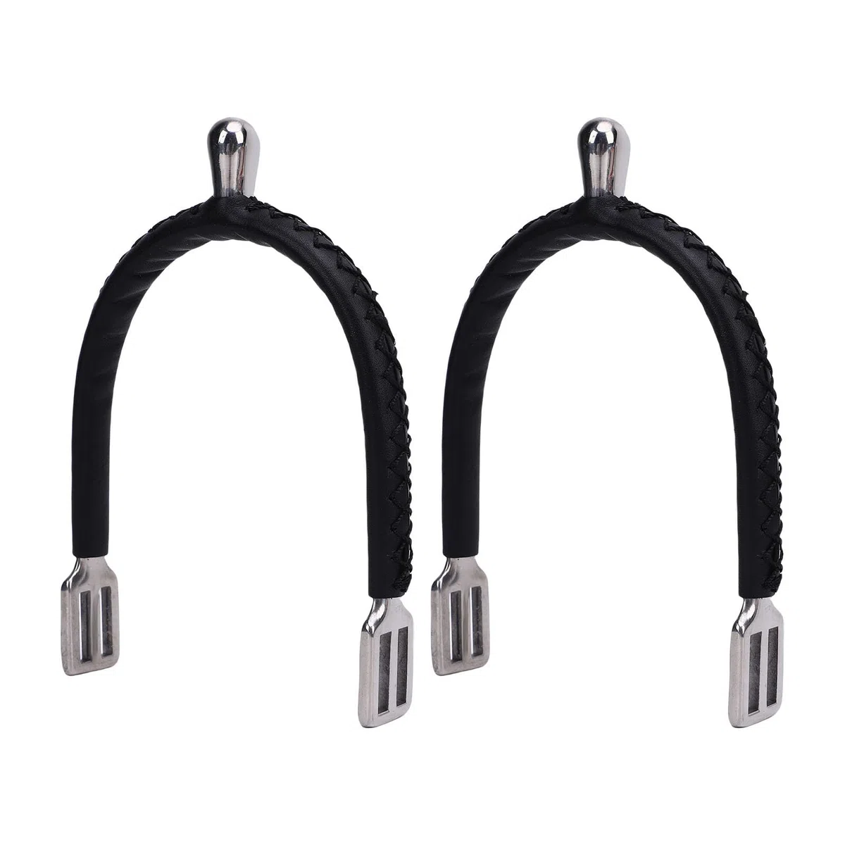 Jiawu Espuelas de Caballo, Espuelas de Acero Inoxidable y Cuero Hechas a Mano para Entrenamiento y Protección Ecuestre, Equipo de Entrenamiento de Equitación con Correas Ajustables Diseño de Cabeza