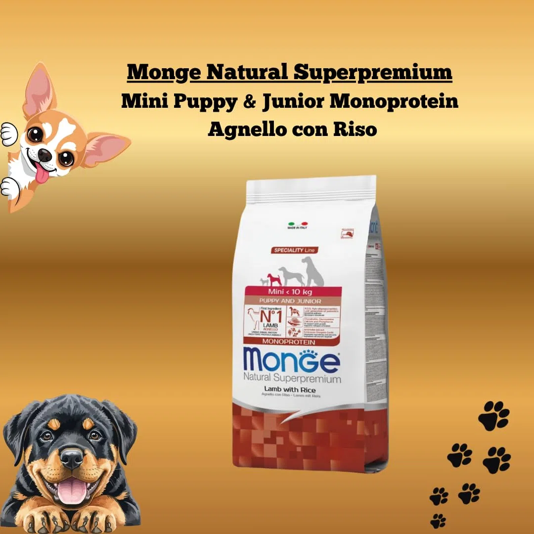 Monge - Comida seca completa para perros y cachorros de talla mini, fabricada en Italia, 1 paquete de 7,5 kg