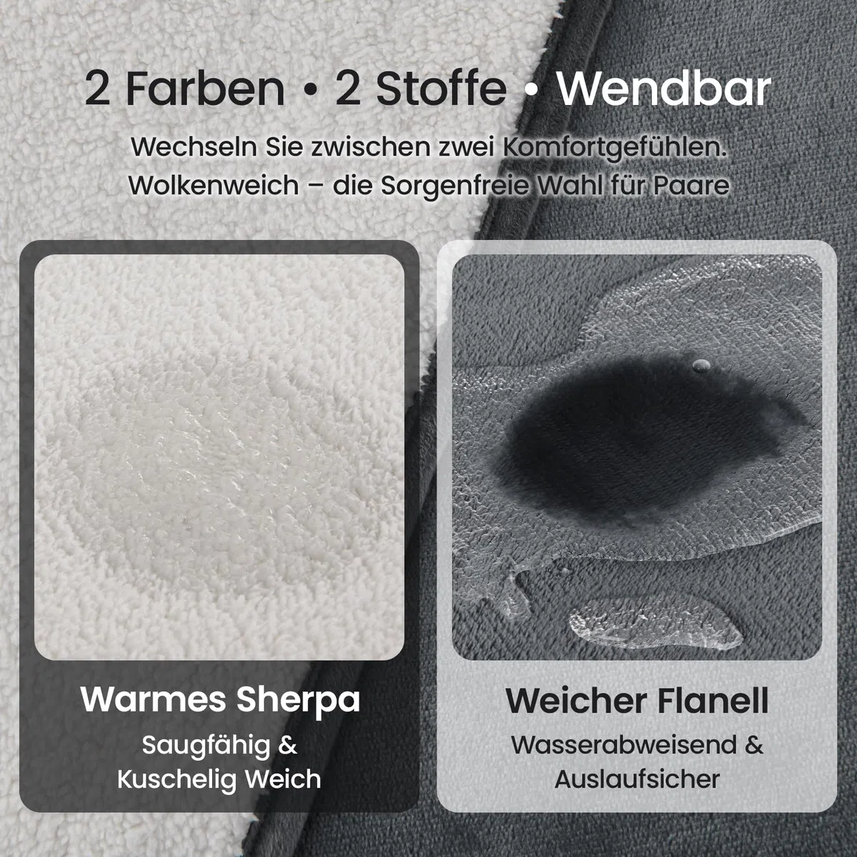 PICK FOR LIFE Manta impermeable para el amor, manta reversible de franela Sherpa para perros, manta de viaje al aire libre para cama, sofá, asiento de coche, gris/beige, 152 x 203 cm