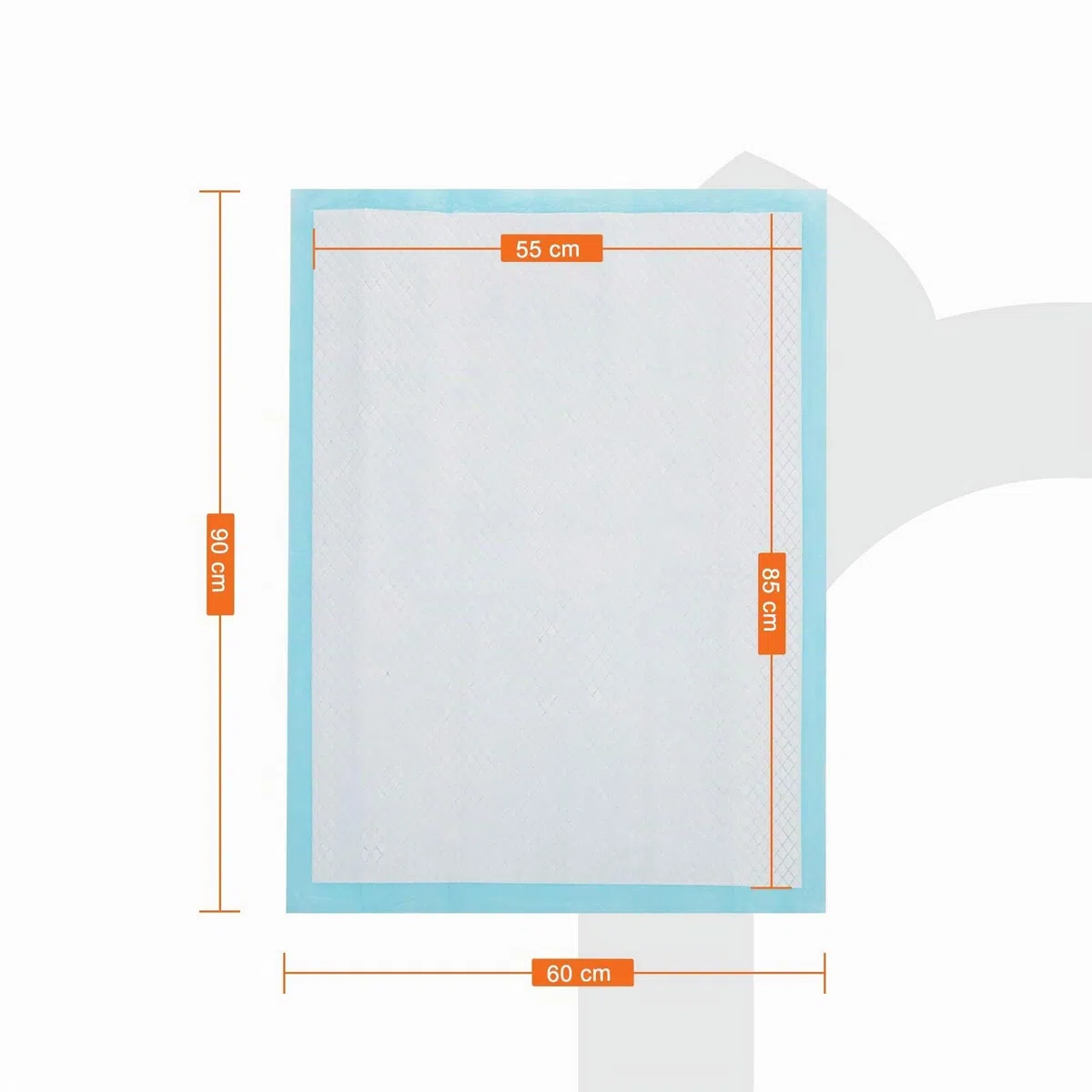 FEANDREA 100 Almohadillas para Perros, 90 x 60 cm, Superficie de Secado Rápido, Transpirables, 5 Capas a Prueba de Fugas, Azul y Blanco PTD90B
