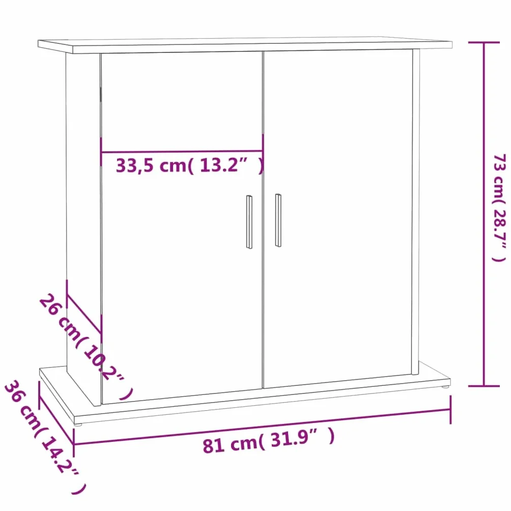 Soporte para acuario, material de madera, 81 x 36 x 73 cm, armario inferior estable con espacio de almacenamiento y compartimentos para puertas, estantería y muebles para acuario, ahorro de