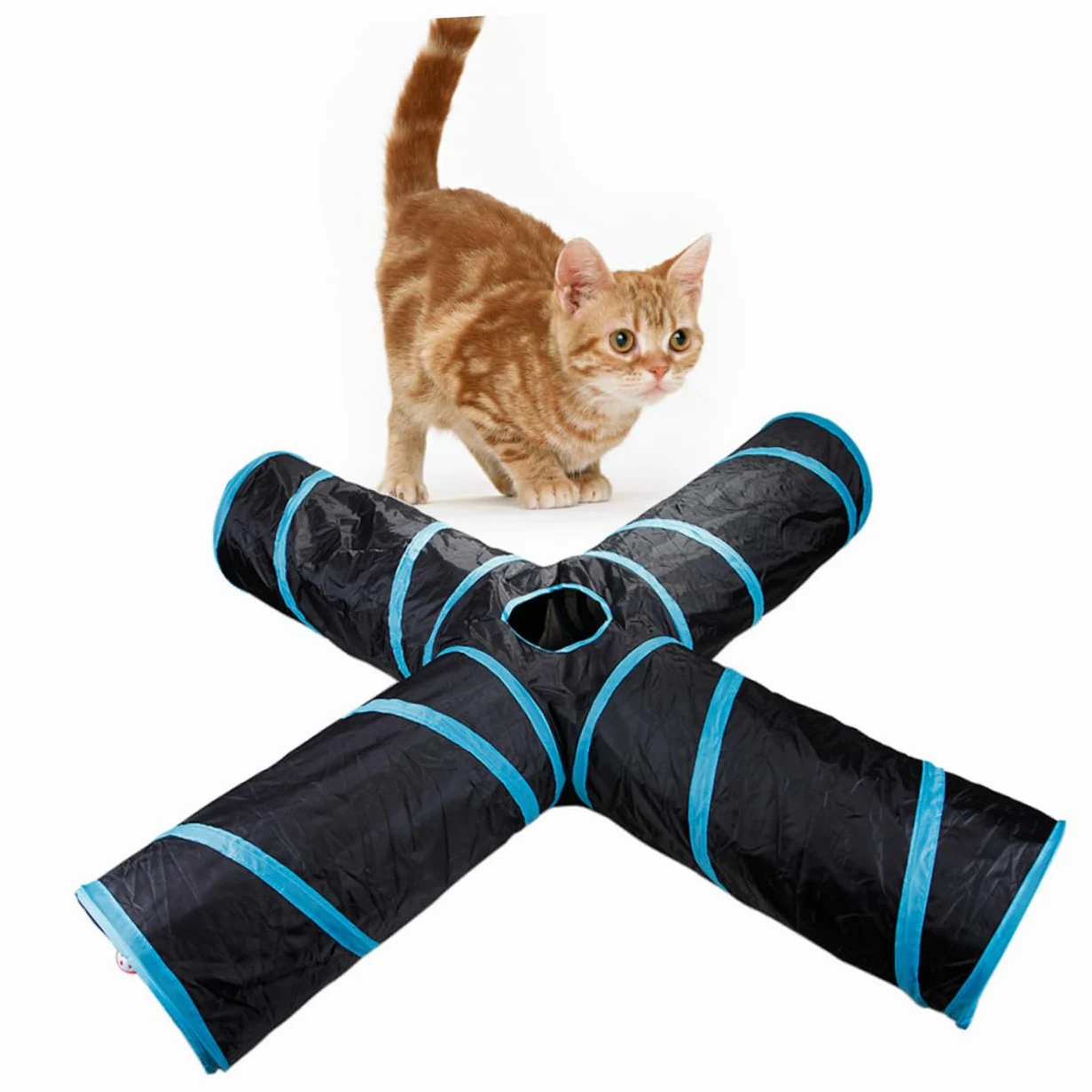 1 Pieza Tunel de Animales Conejos Bunny glop Game Katcher Conejillos petg Pets cattier cochinillo muñecos Toys Arruga Tubos Indestructible Cerdos túnel Juguete para Mascotas Blue