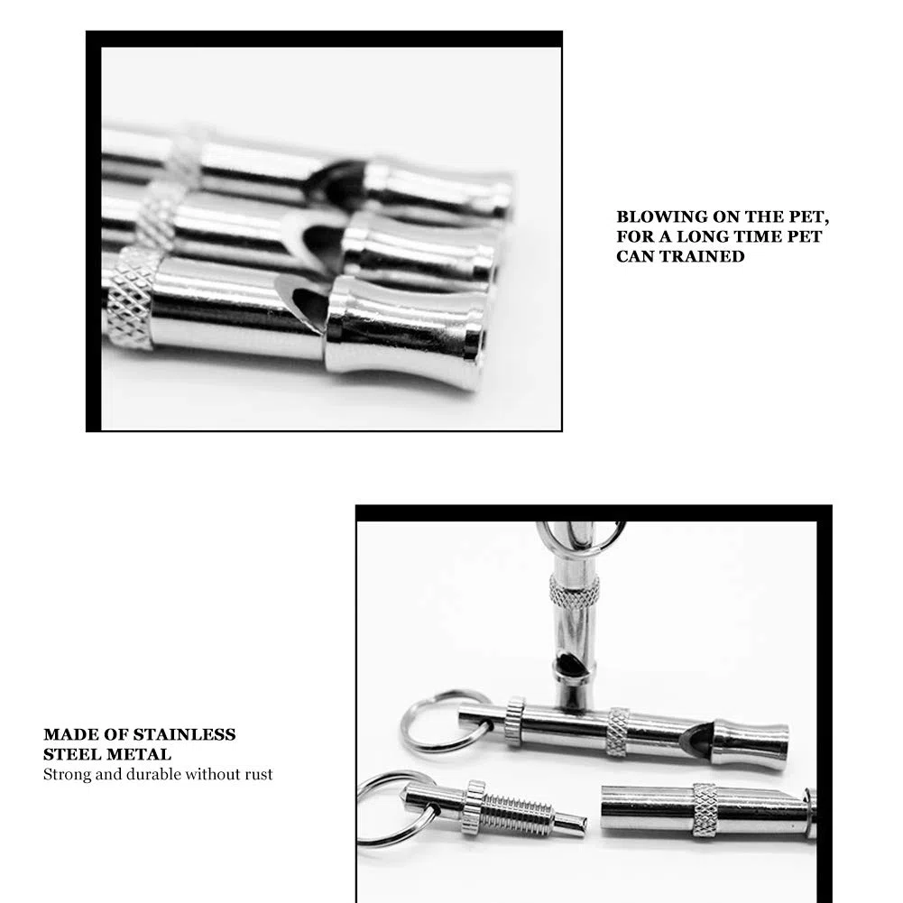 20 Unids/Set Silbatos para Perros,Silbato para Perros de Acero Inoxidable de Longitud Ajustable para Dejar de Ladrar con Anillo Colgante de Metal