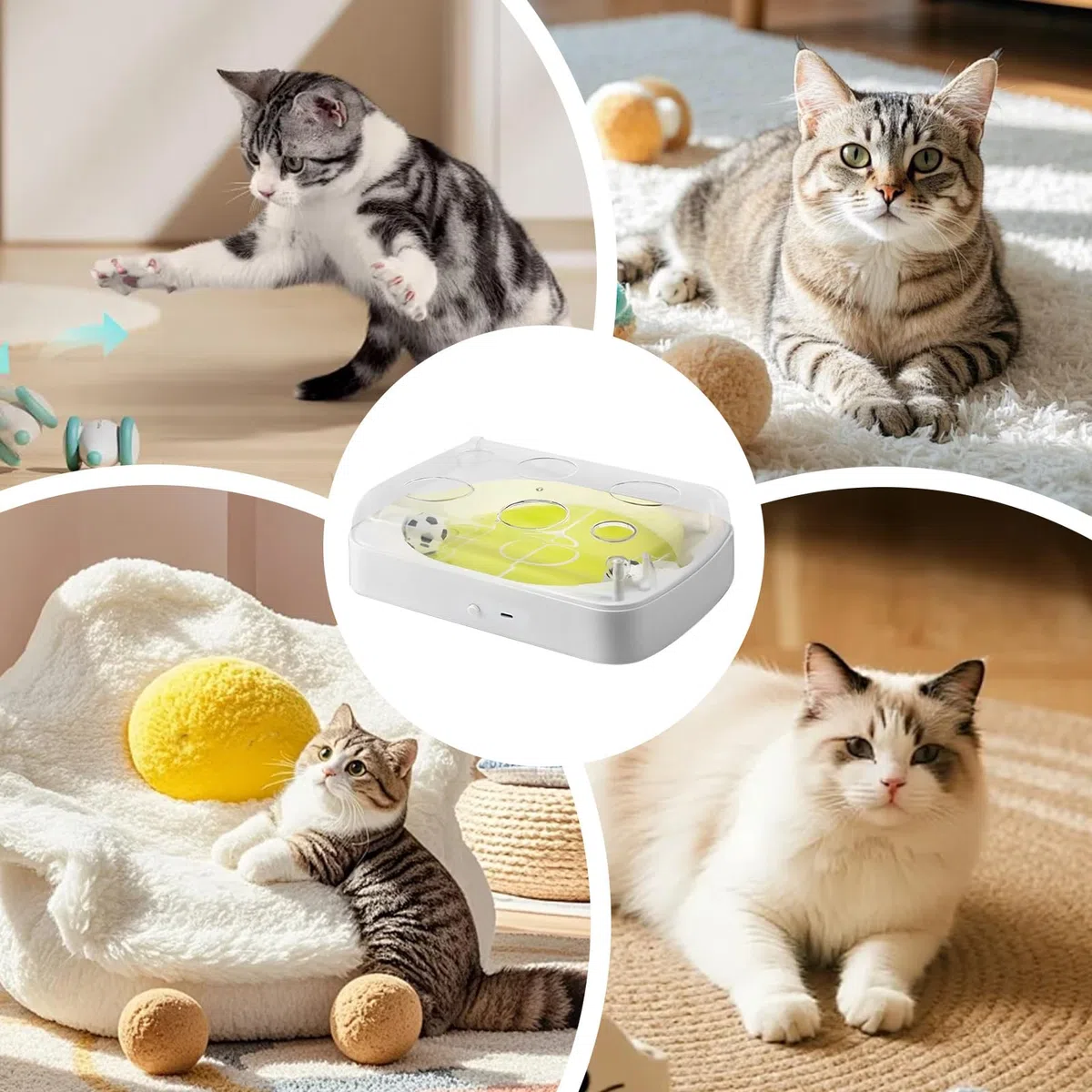 Pelota Interactiva para Gatos Juegos interactivos de fútbol para mascotas | Juguetes Estimulantes para Gatos para Entrenamiento, Ejercicio, Estimulación Mental,