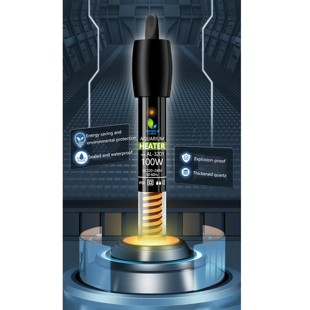 Varilla calefactora para pecera, Tubo de Vidrio automático a Prueba de explosiones a Temperatura Constante con Funda Protectora, 75W (200W)