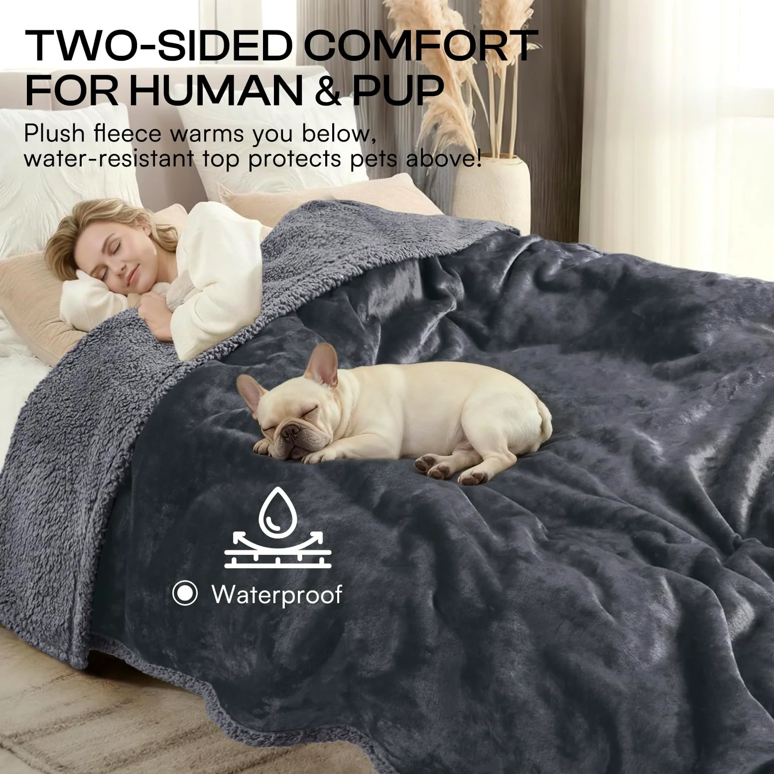 luciphia Manta impermeable para perros, mullida, manta de forro polar para mascotas, manta lavable para exteriores para perros y gatos, manta protectora para sofá, cama, asiento de coche, muebles