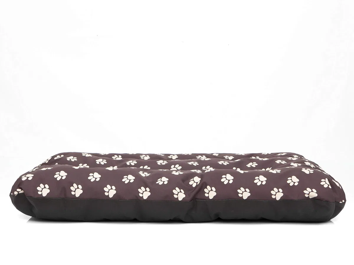 Colchón para perros, sofá para perros, cojín para perros, sofá, colchón, cama, cama para mascotas, suave, cojín R2 – 100 x 70 cm, color marrón oscuro con huellas
