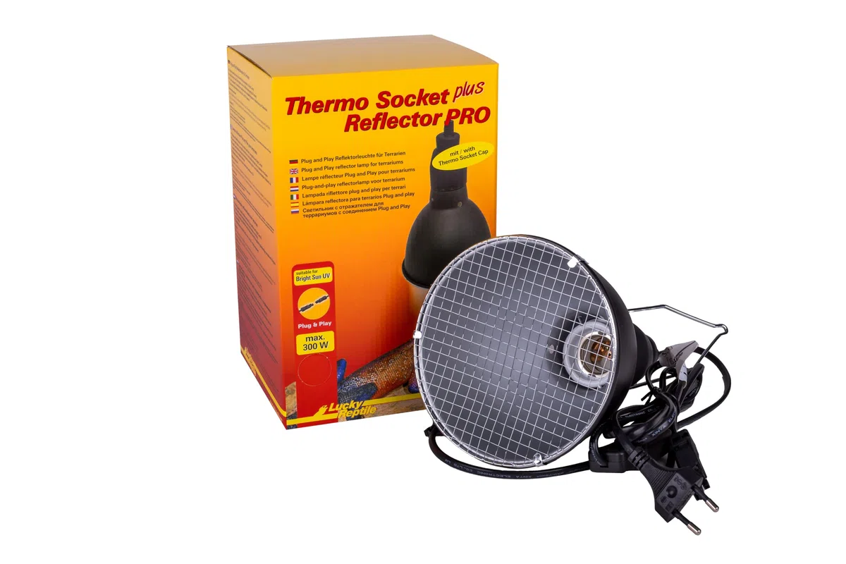 Lucky Reptile HTRP-1 Thermo Socket Plus Reflector Klein mit Steckverbindung, Reflektorleuchte mit Porzellanfassung Anschlussfertig