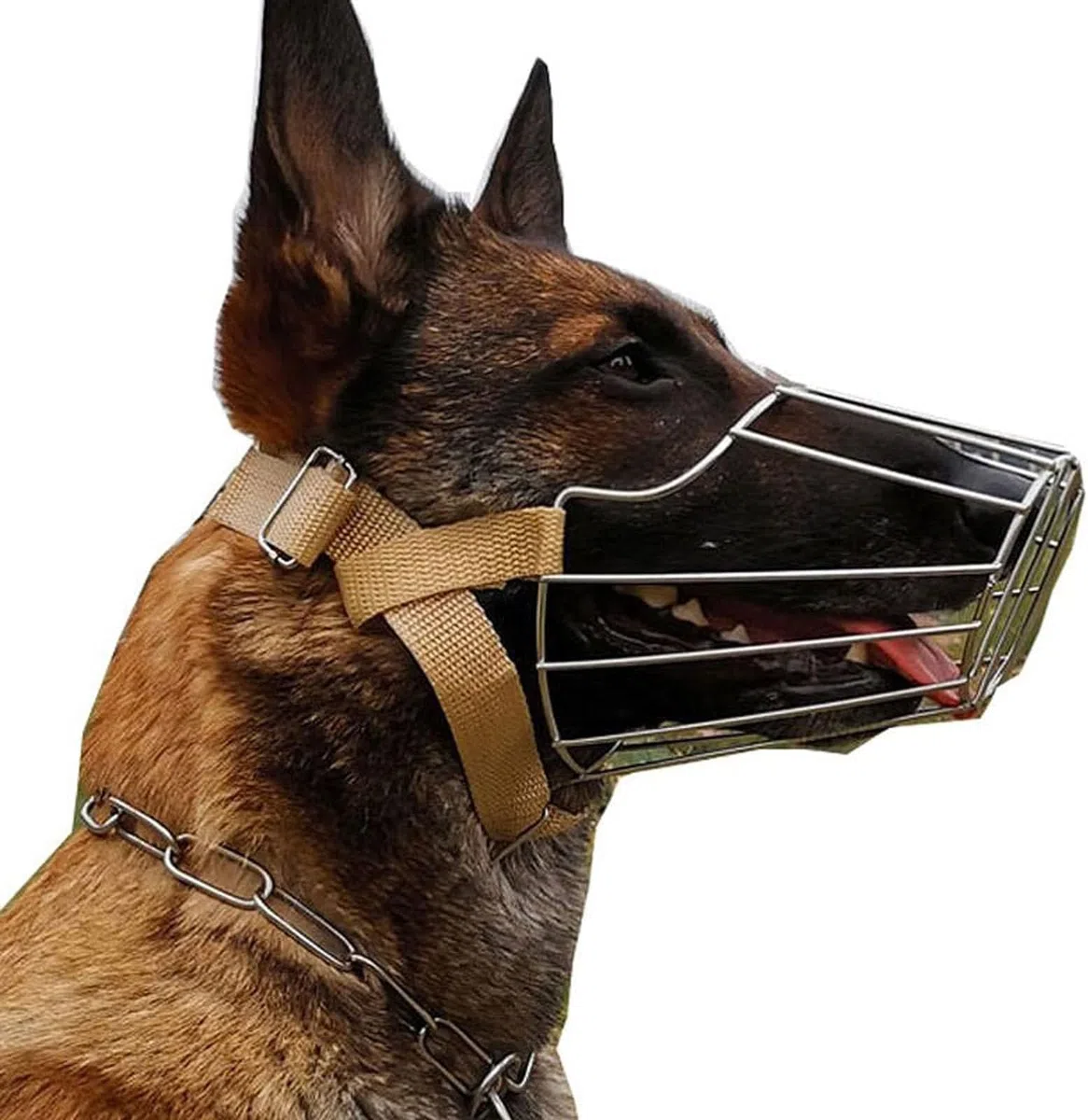 Protección contra la mordedura, Bozal for Perro, bozal metálico antiladridos y antimordeduras, Transpirable, con Correas Ajustables.(L/25 40kg)