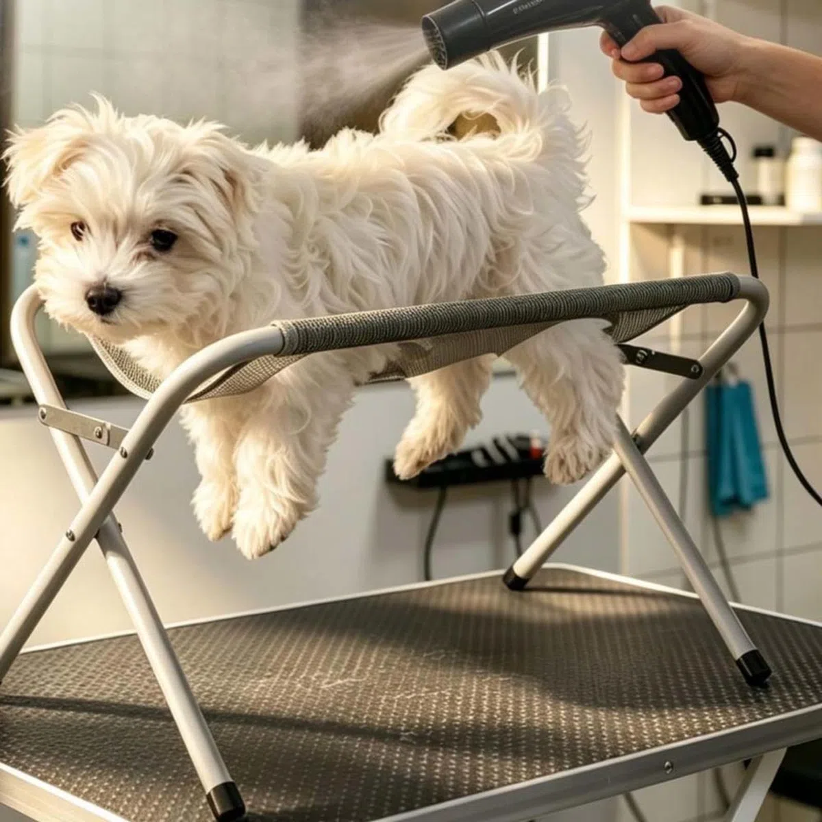 Silla para Bañar Perro Correa Ajustable para Sujetar A La Mascota Hamaca para Mascotas Estructura Sólida Amaca per Toelettatura Cani Recorte Diario De Uñas,Baños,Gray