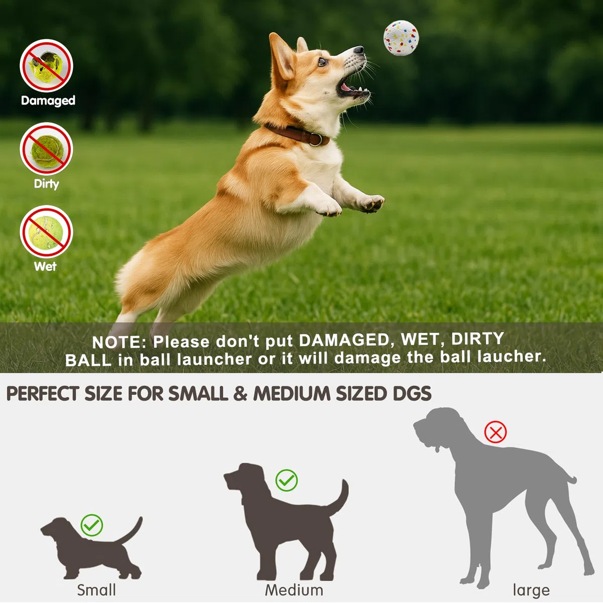 Lanzador automático de pelotas para perros con 6 pelotas de tenis ETPU, lanzador de pelotas de perro para perros pequeños y medianos, 3 distancias ajustables de 19 a 45 pies, máquina interactiva