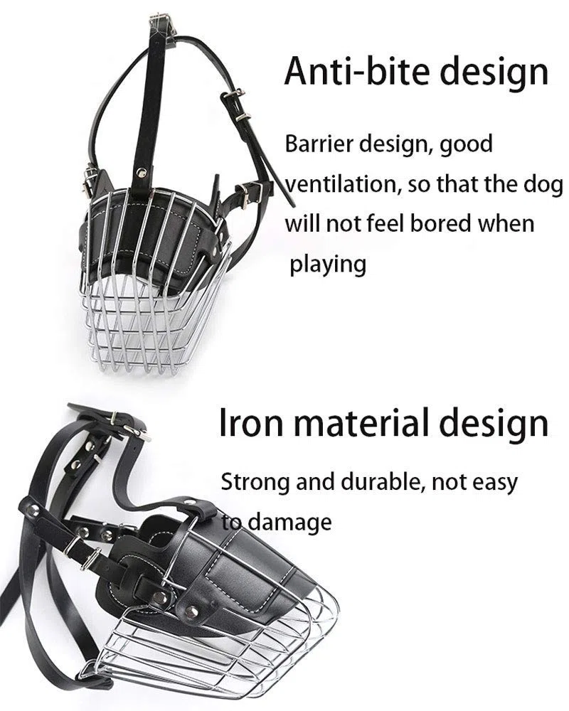 Bozal para Perros, Bozal de PU Engrosado for Perros medianos y Grandes, Resistente Duradero, antimordeduras ladridos