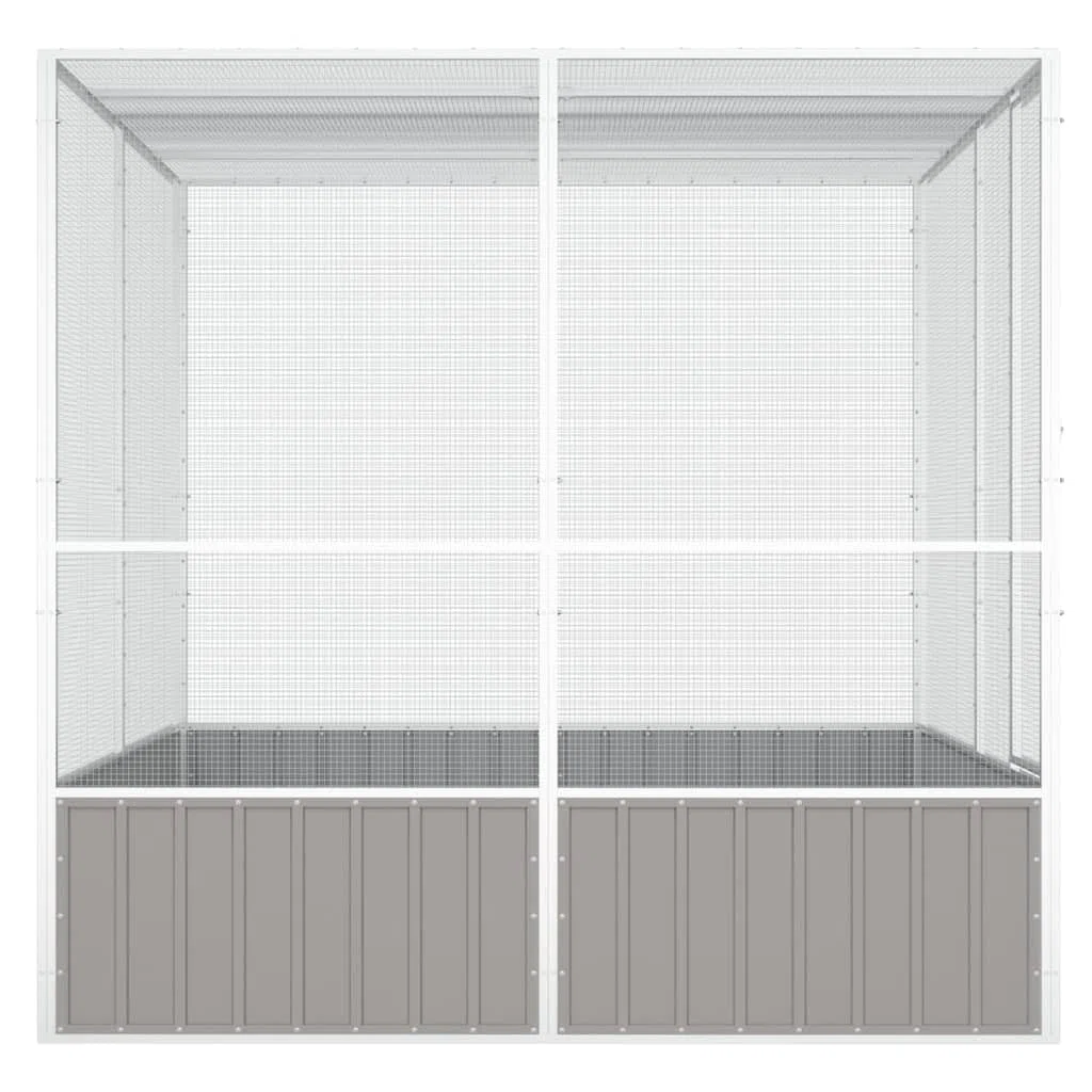 Willood Jaula de Pájaros Aves Pajareras Palomas Casita Acero Galvanizado Gris 213.5 x 217.5 x 211.5 cm