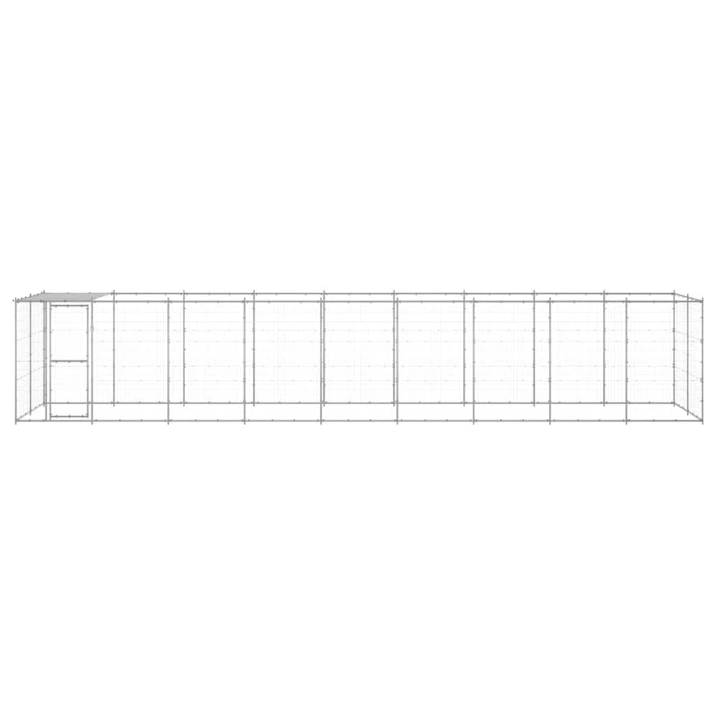 Perrera para perros al aire libre con toldo de acero galvanizado de 21,78 m², plegable y ampliable, con sistema de cerrojo cerrable, protección segura para cachorros y perros en el jardín
