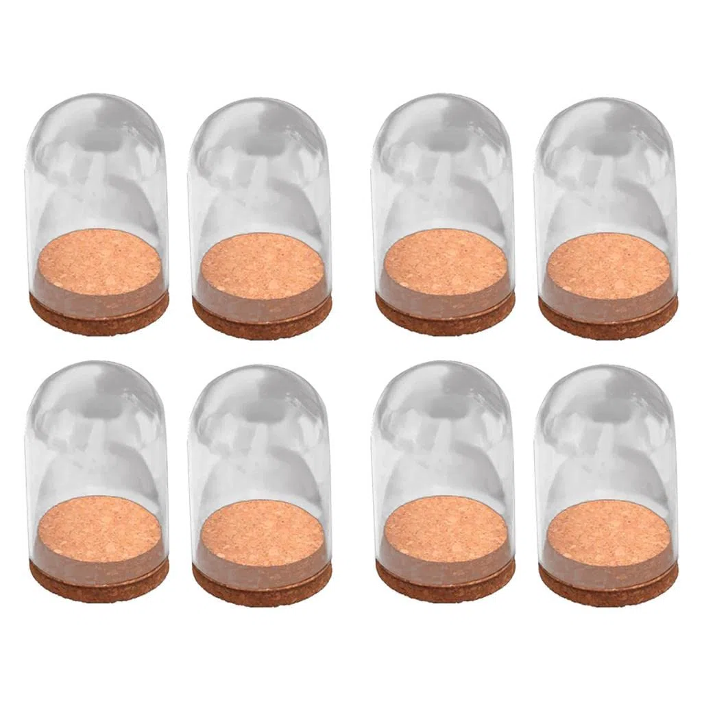 10 Terrarios de Cristal con Tapa de Madera, Ideales como Terrarios Decorativos, Macetas O Adornos para El Hogar Y La Oficina, 8 pcs