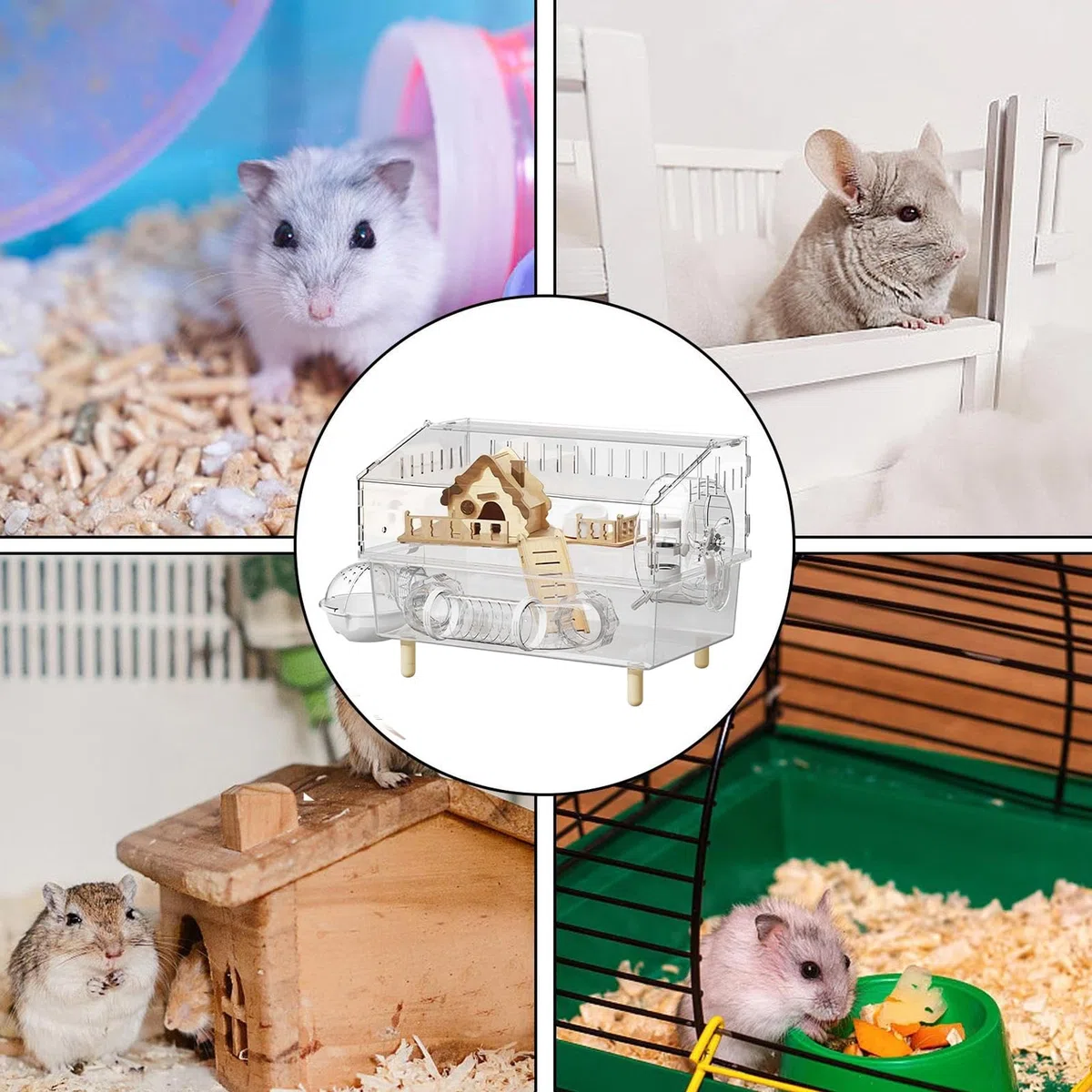 Hogar para Mascotas Transparente y apilable: hábitat para roedores de Dos Niveles, recinto para minianimales con construcción acrílica Duradera, Jaula espaciosa con bandejas extraíbles, visualización