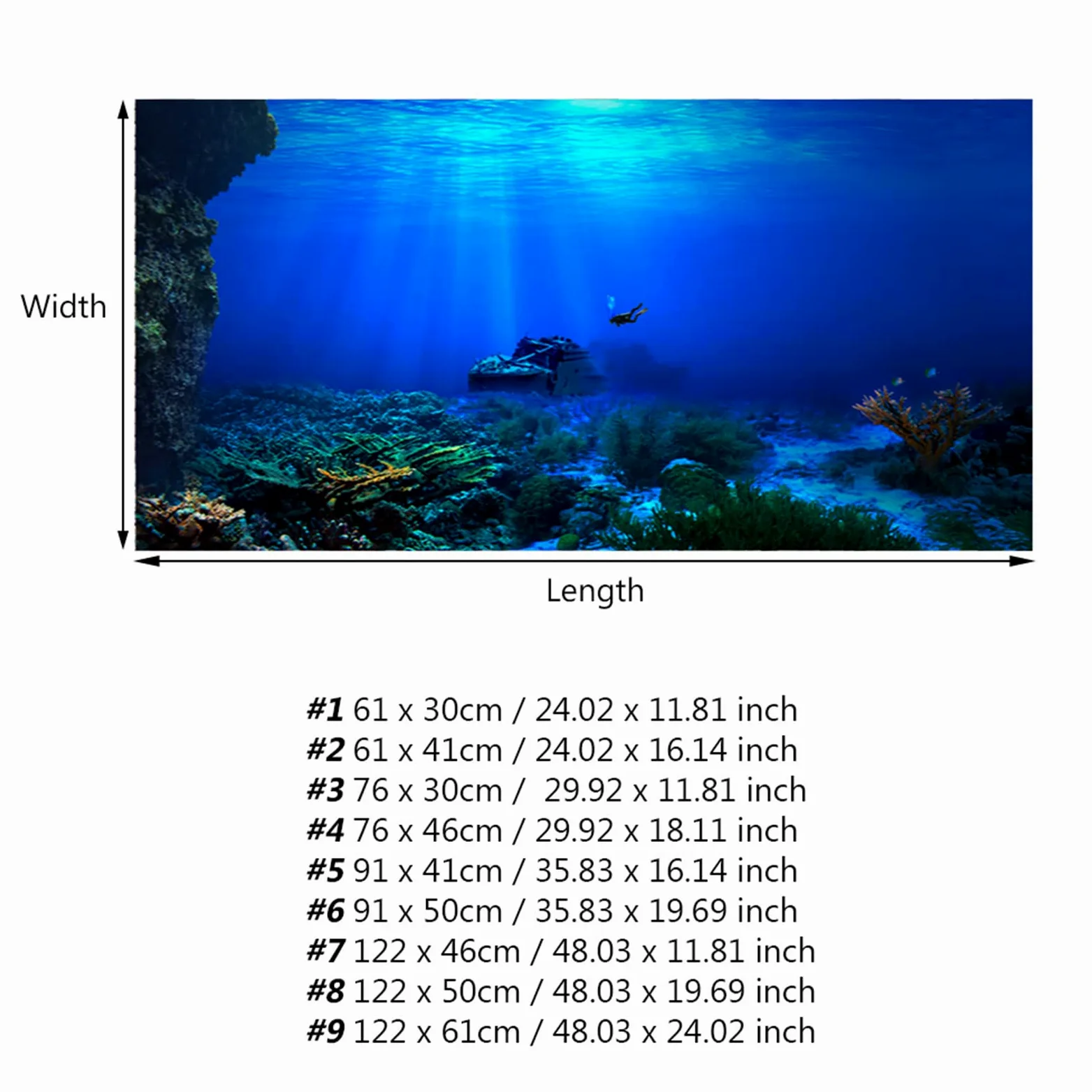 Póster Adhesivo para Pecera Seaworld, Resistente Al Agua, Duradero, Fácil de Limpiar, Pegatina Decorativa para Acuario para un Aura Hermosa (122 * 61cm)