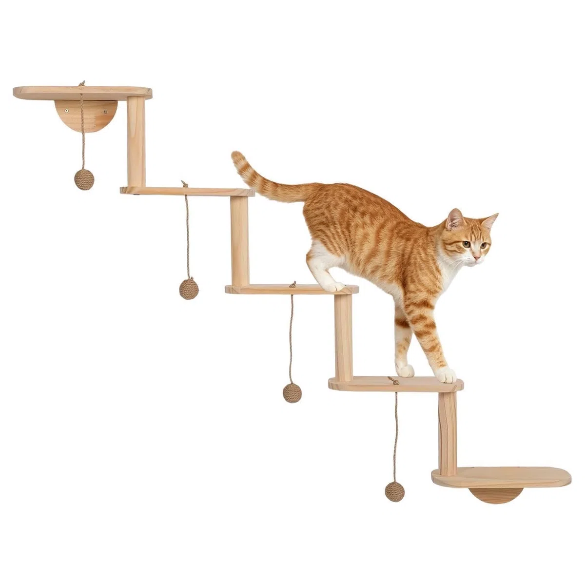 Escalera de Pared para Gatos, 5 Peldaños, Rascador de Sisal