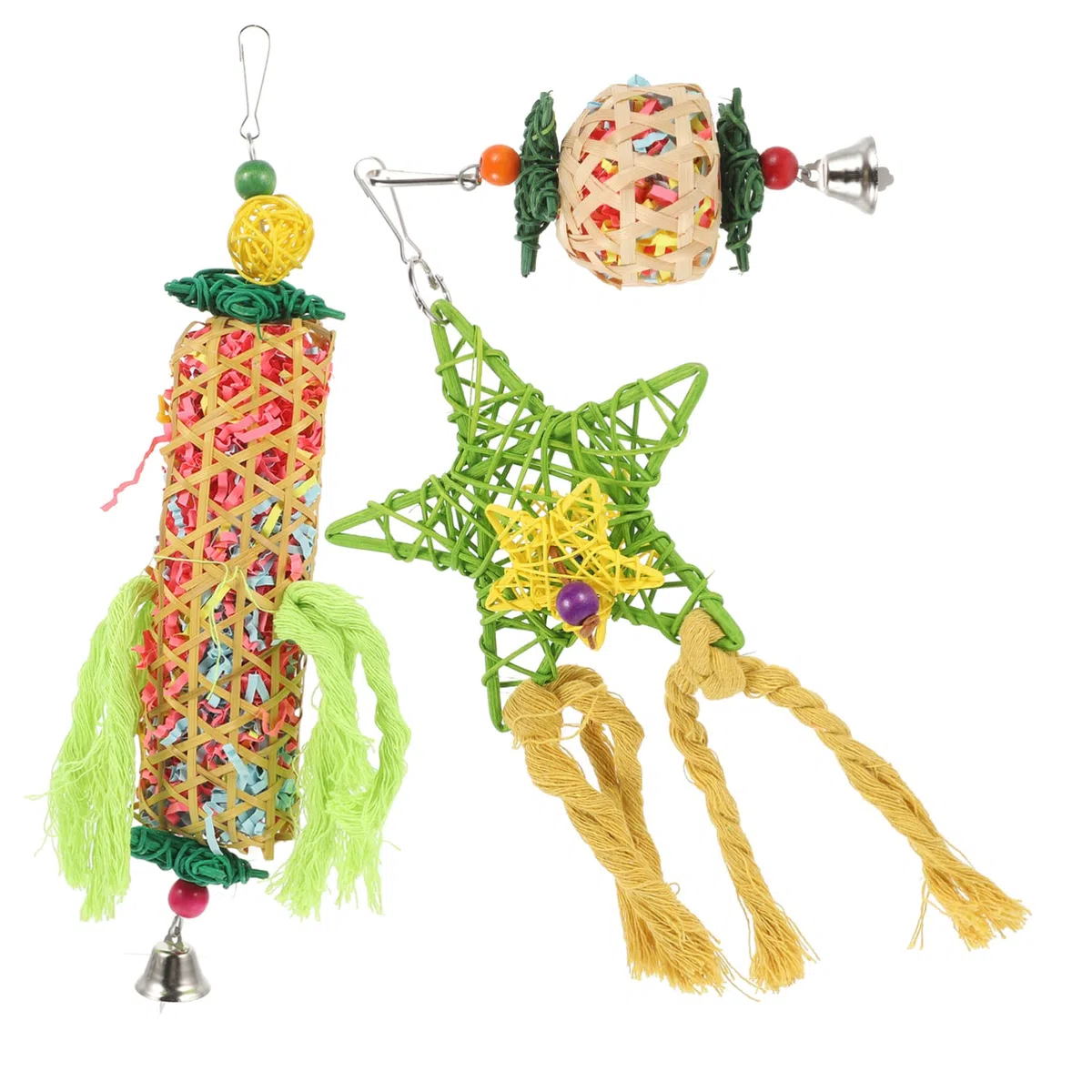 POPETPOP 9piezas Juguetes Colgantes para Aves De Juguetes Masticables para Periquitos Accesorios para Jaula De Aves para Desarrollo De Habilidades y Coordinación