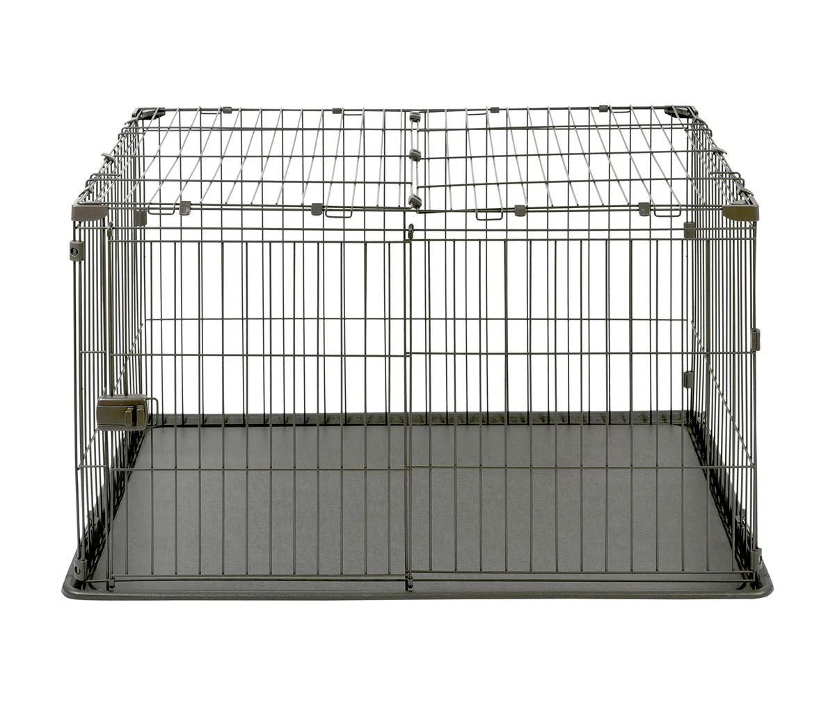 Iris Ohyama Parque para Perros con Puerta y Cerradura, H66cm, Marrón, Techo, Jaula Gatos, Vallas, Corralito, para para Interiores, Exteriores, Conejo, Cercado, Corral Perro, Mascotas, STS-1200TY
