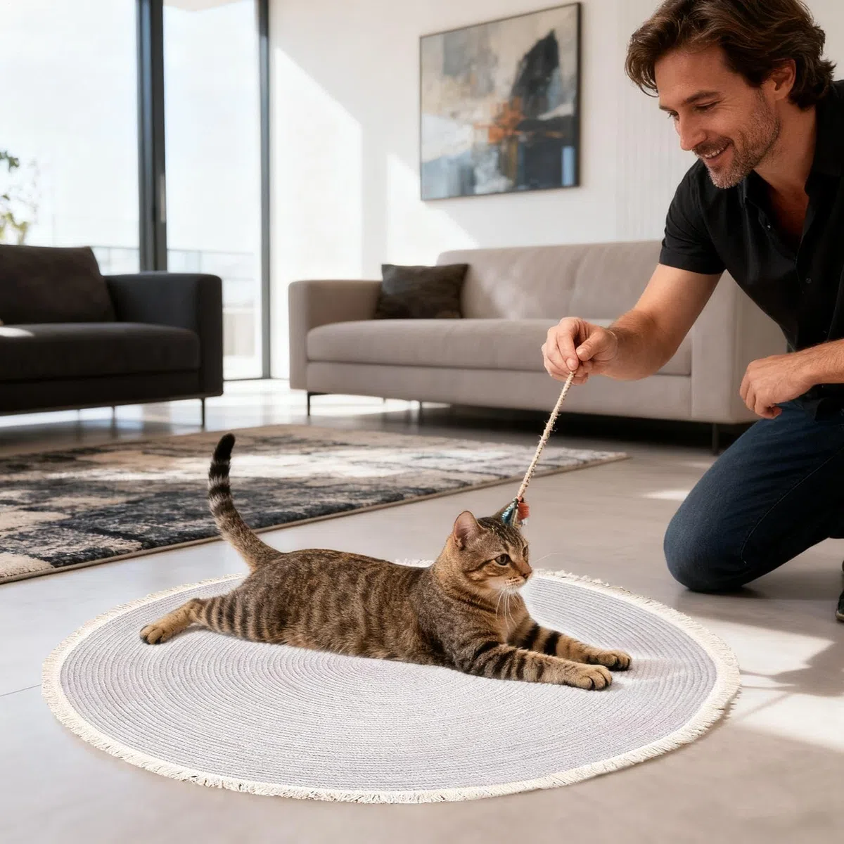 Alfombra para rascar Gatos – Alfombra de Cuerda de algodón con