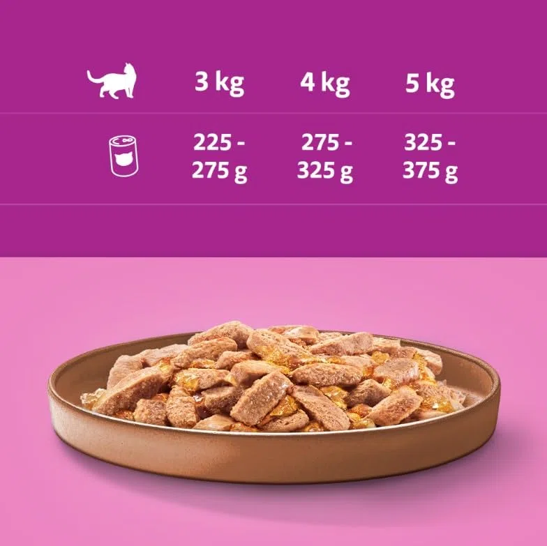 Whiskas Comida Humeda en Lata para Gatos Adult 1+ mezcla de sabor en gelatina con atún, pollo y pato, 18 latas (18 x 400 g)