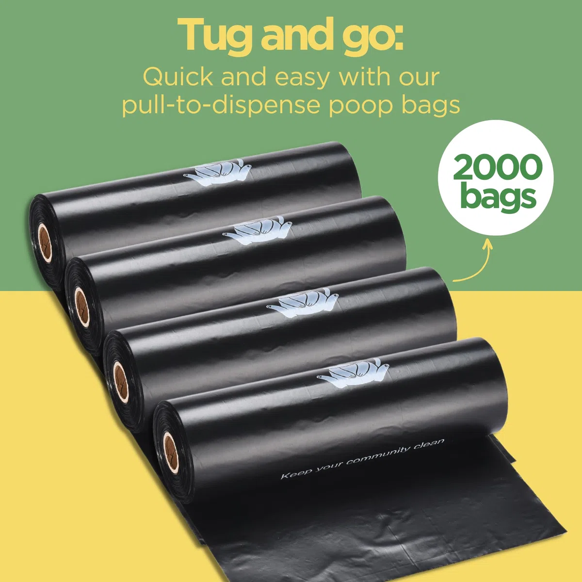 PoopBags PBBLKRL01 - Bolsas para caca, tamaño grande, color negro
