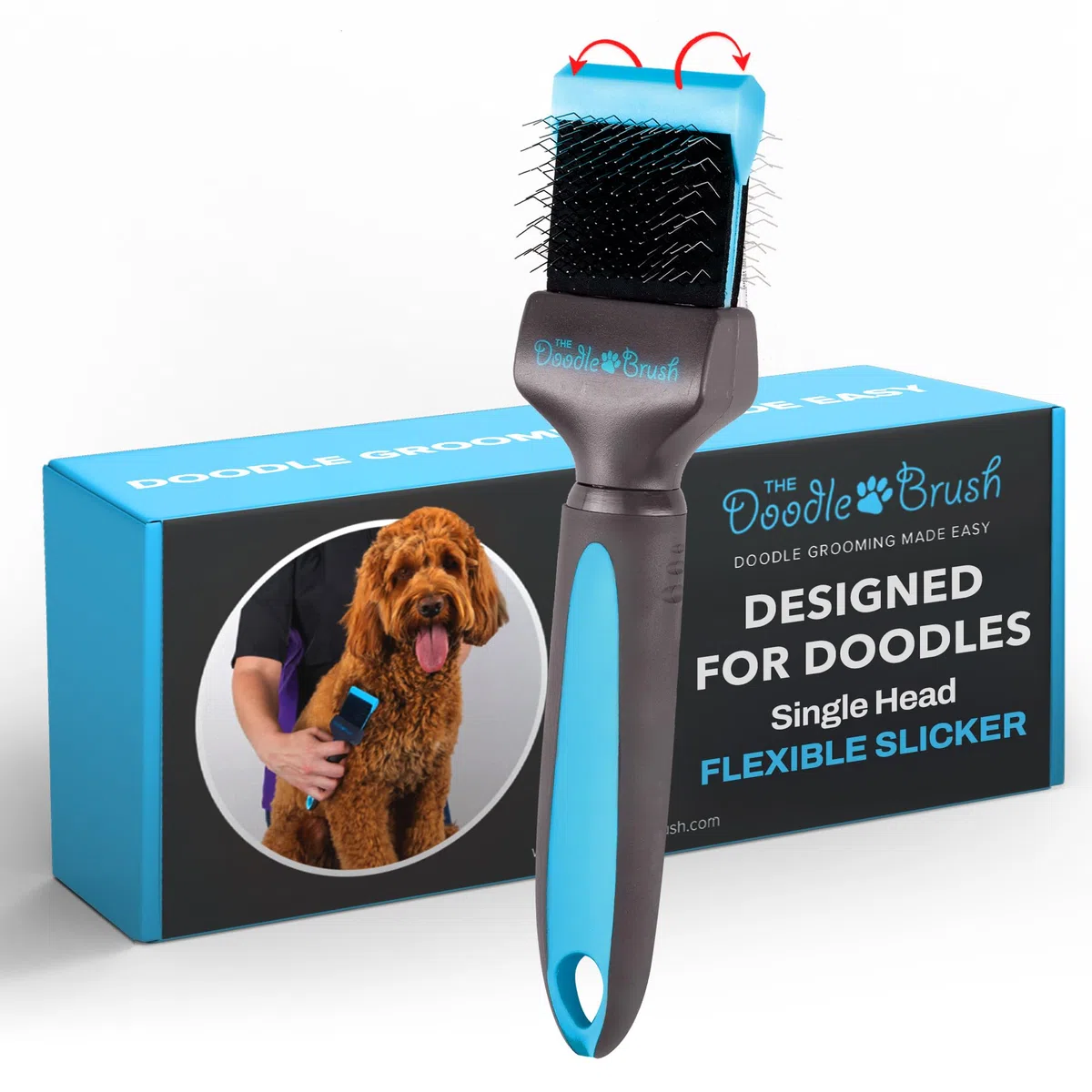The Doodle Brush Cepillo Para Perros Doodles Con Un Solo Cabezal Goldendoodles, Labradoodle y Bernedoodle, Desenreda Pelo Largo y Rizado Kit De Aseo Para Perros Cepillo Alisador Para Erros | Cepillo de aseo flexible, mango ergonómico, Goldendoodle, Cockap
