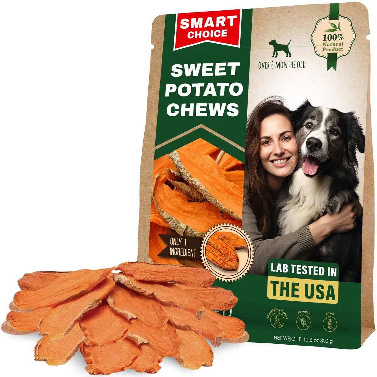 Golosinas de batata fritas para perros, Snacks y Premios