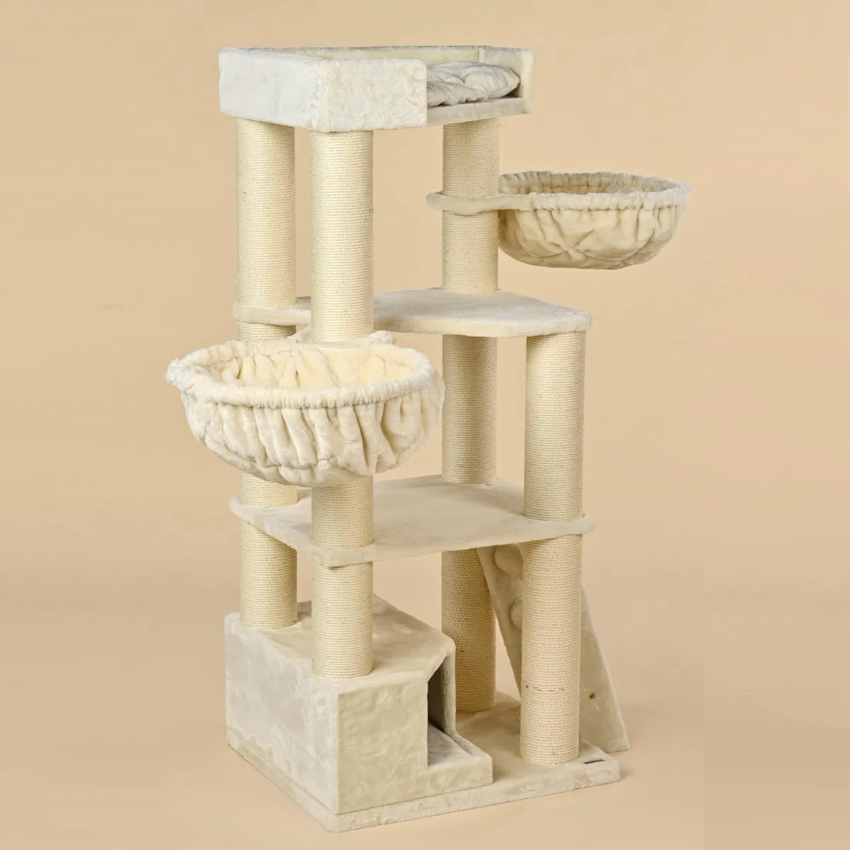 RHRQuality Árbol rascador para Gatos Grandes - Corner Coon Beige - con Postes de sisal Extra Gruesos de 12 cm