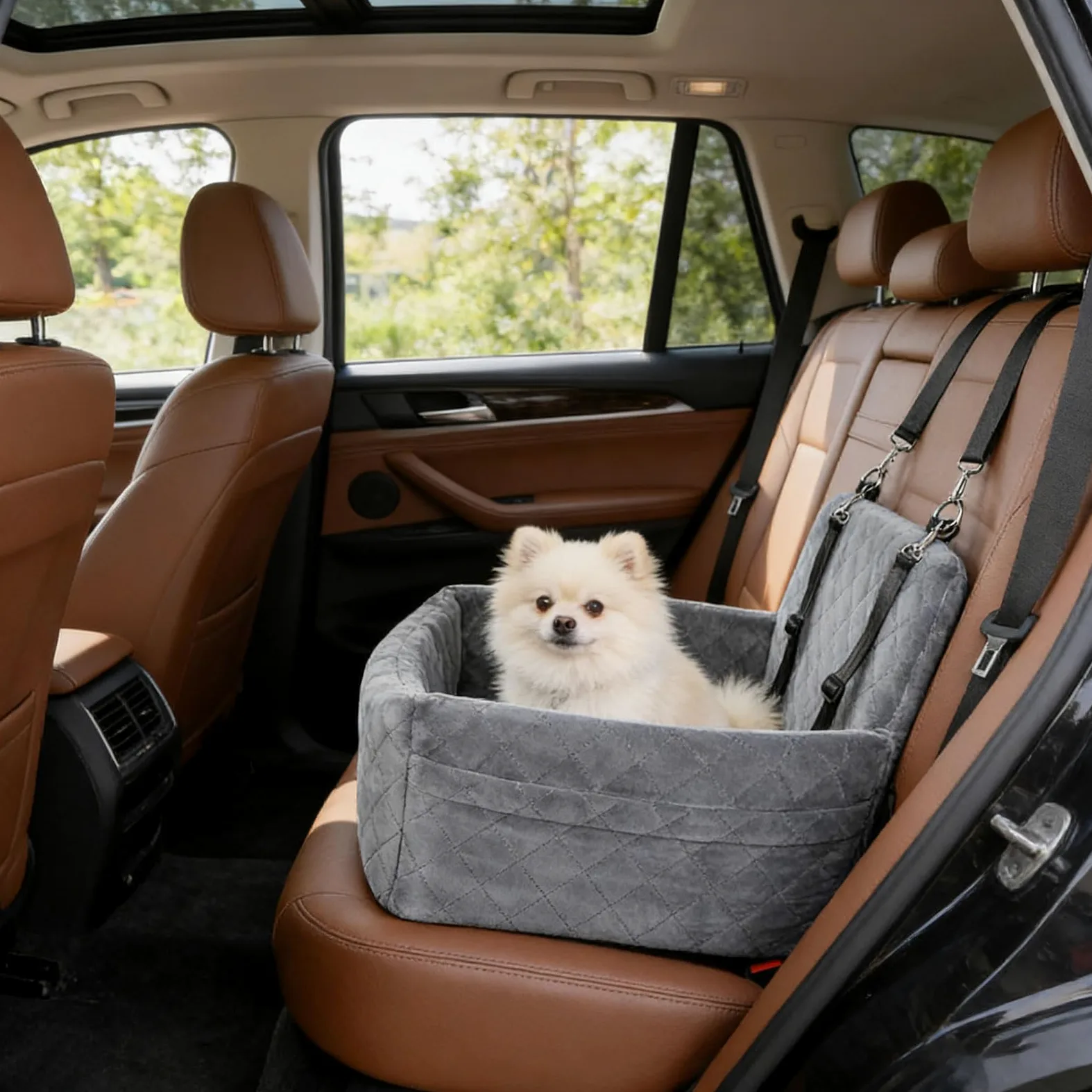 Perro extremadamente suave con amortiguación de espuma de memoria para liberación rápida, resaltado de seguridad, cinturones modificables en automóviles, perro extremadamente suave con amortiguación