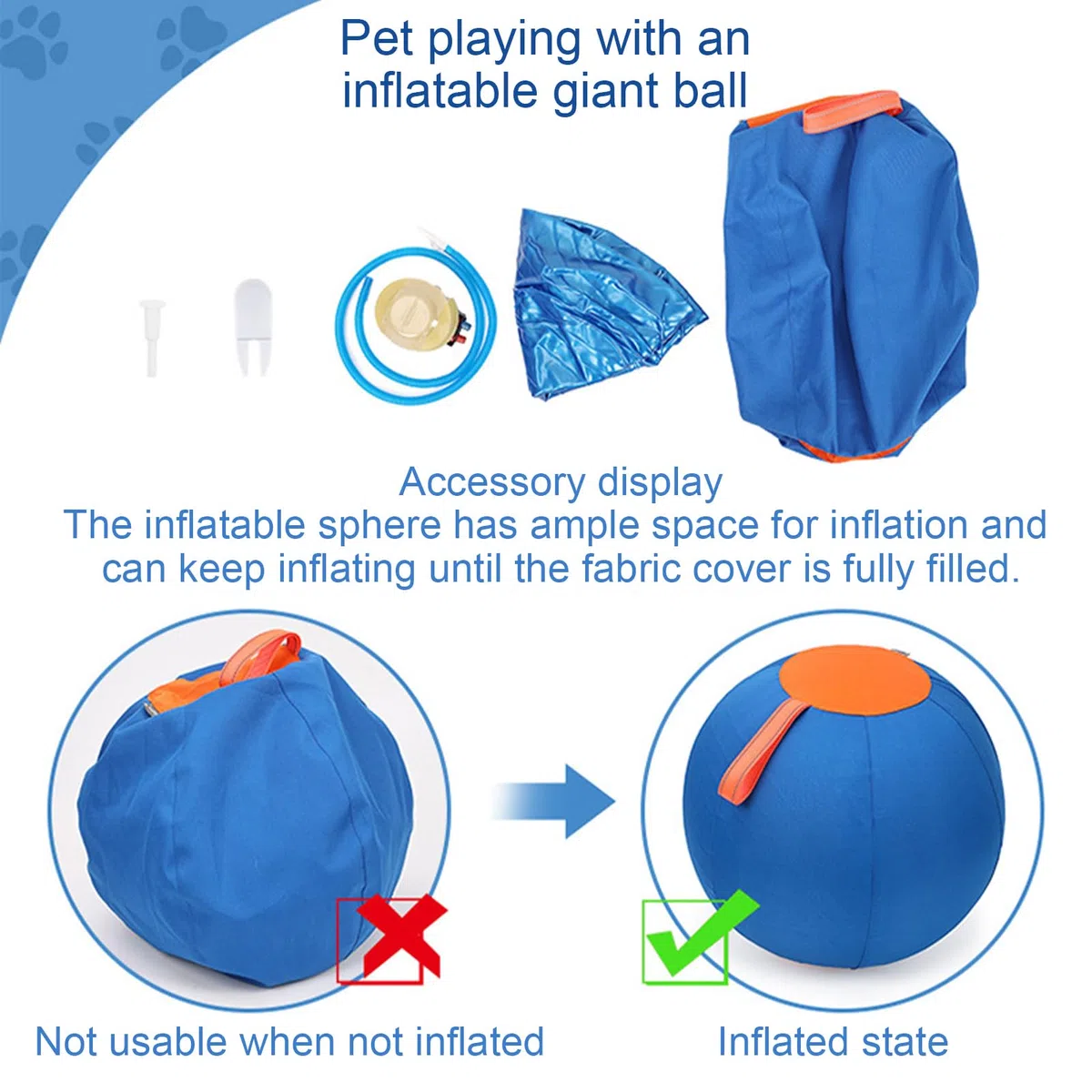 Pelota de Pastoreo para Perros Grandes Mordedor inflable para cachorros | Juguete de ejercicio para cachorros para Jardín Finca Parque Amantes de Mascotas Entrenadores Piso Oficina Salón Dormitori