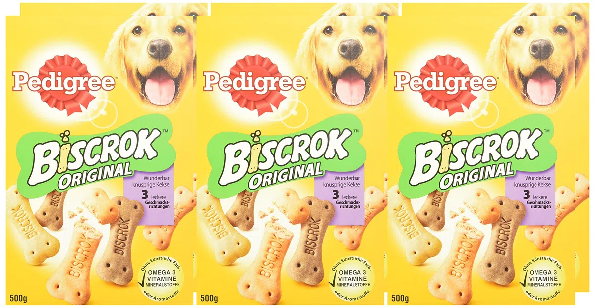 Pedigree Biscrok Original - Galletas crujientes para Perros en 3 deliciosos sabores - Pollo, Cordero y Vacuno - 6 x 500 g