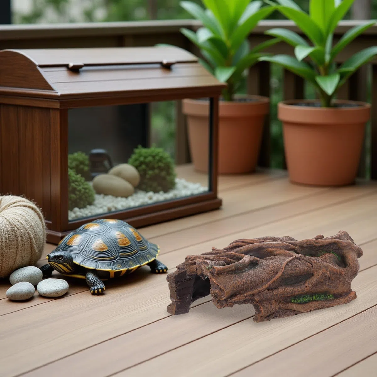 Escondite de Raíz de Árbol Simulado para Reptiles con Diseño Hueco para Acuario y Terrario Decorativo y Refugio Natural