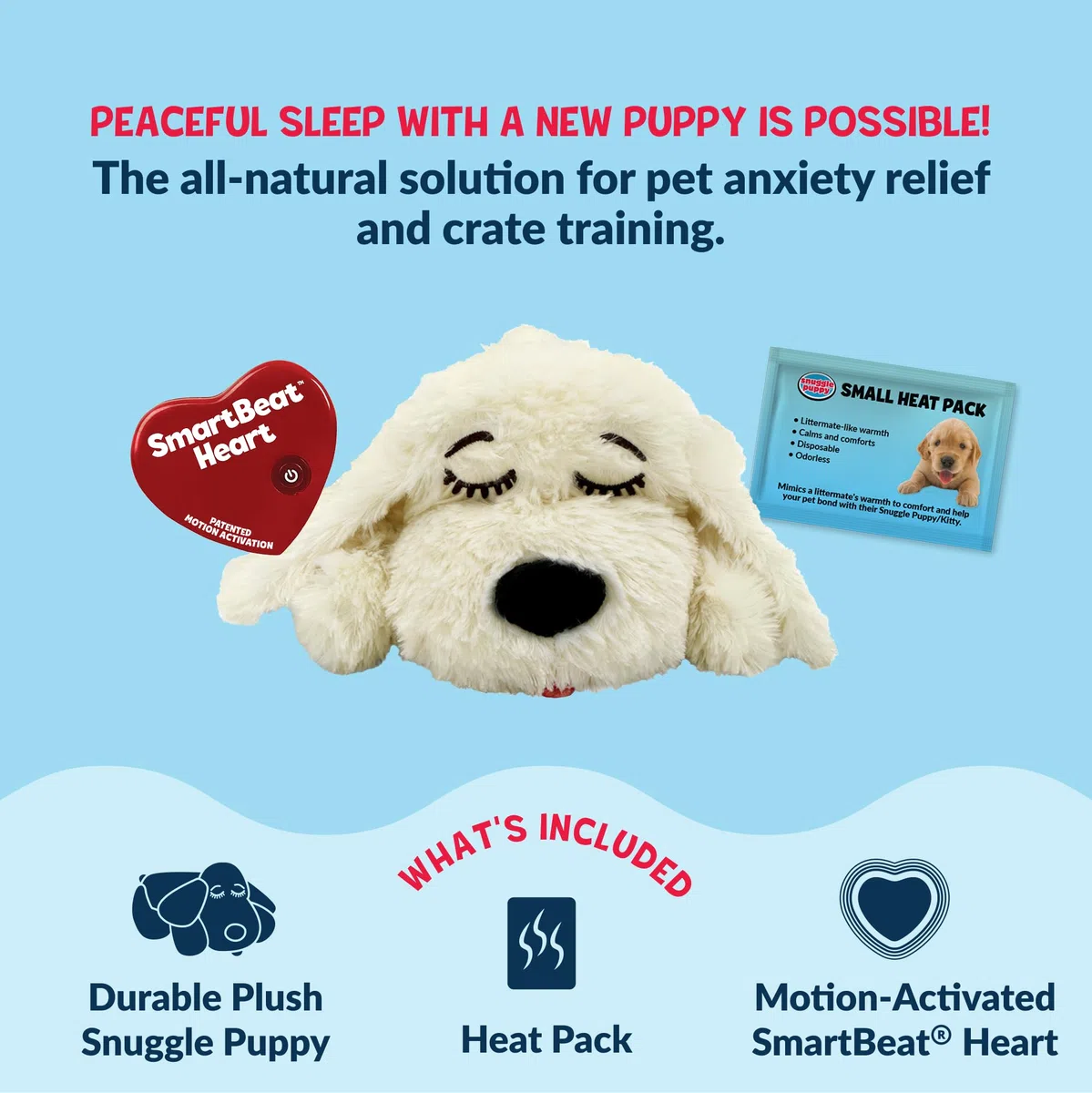 Snuggle Puppy Juguete junior para cachorros, latido del corazón, para perros, alivio de la ansiedad de mascotas y ayuda calmante, juguete cómodo para perros, entrenamiento de comportamiento y ayuda