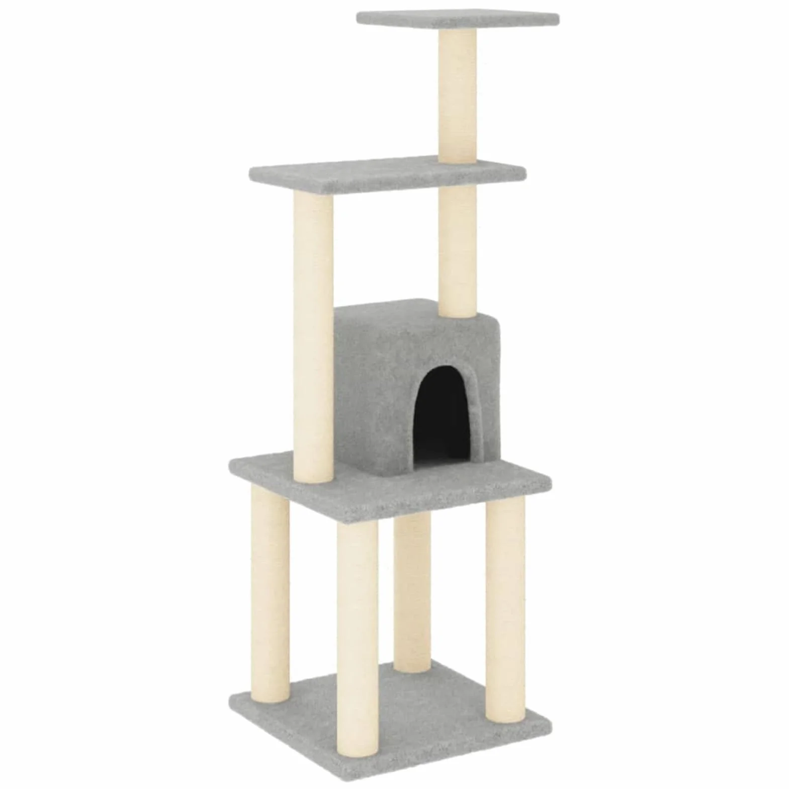 LAPOOH Rascador para Gatos con Postes de sisal, Arbol para Gatos, Gatos Accesorios, Arranhador para Gatos, Arbol Rascador Gatos, Gris Claro 105 cm