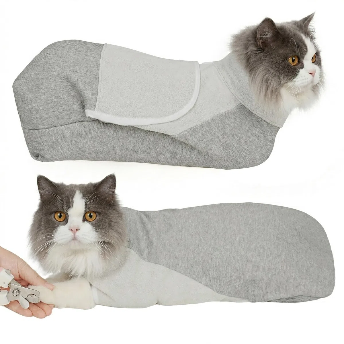 Envoltura para cortar uñas para gatos, bolsa de sujeción autoadhesiva para cortar uñas de gato, antiarañazos, envoltura de aseo para gatos, para medicamentos, líquidos SubQ, limpieza de oídos
