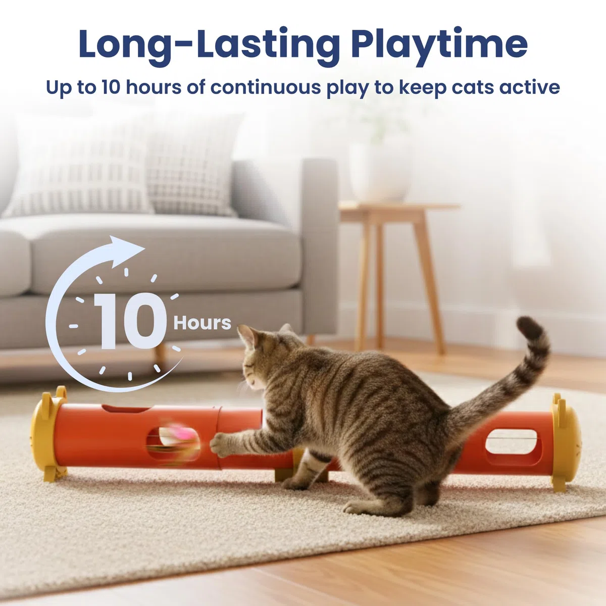 PAWSPIK Juguete eléctrico de tubo de plumas para gatos, juguete automático interactivo para gatos de interior, juego inteligente de plumas aleatorio, batería de larga duración, materiales seguros para