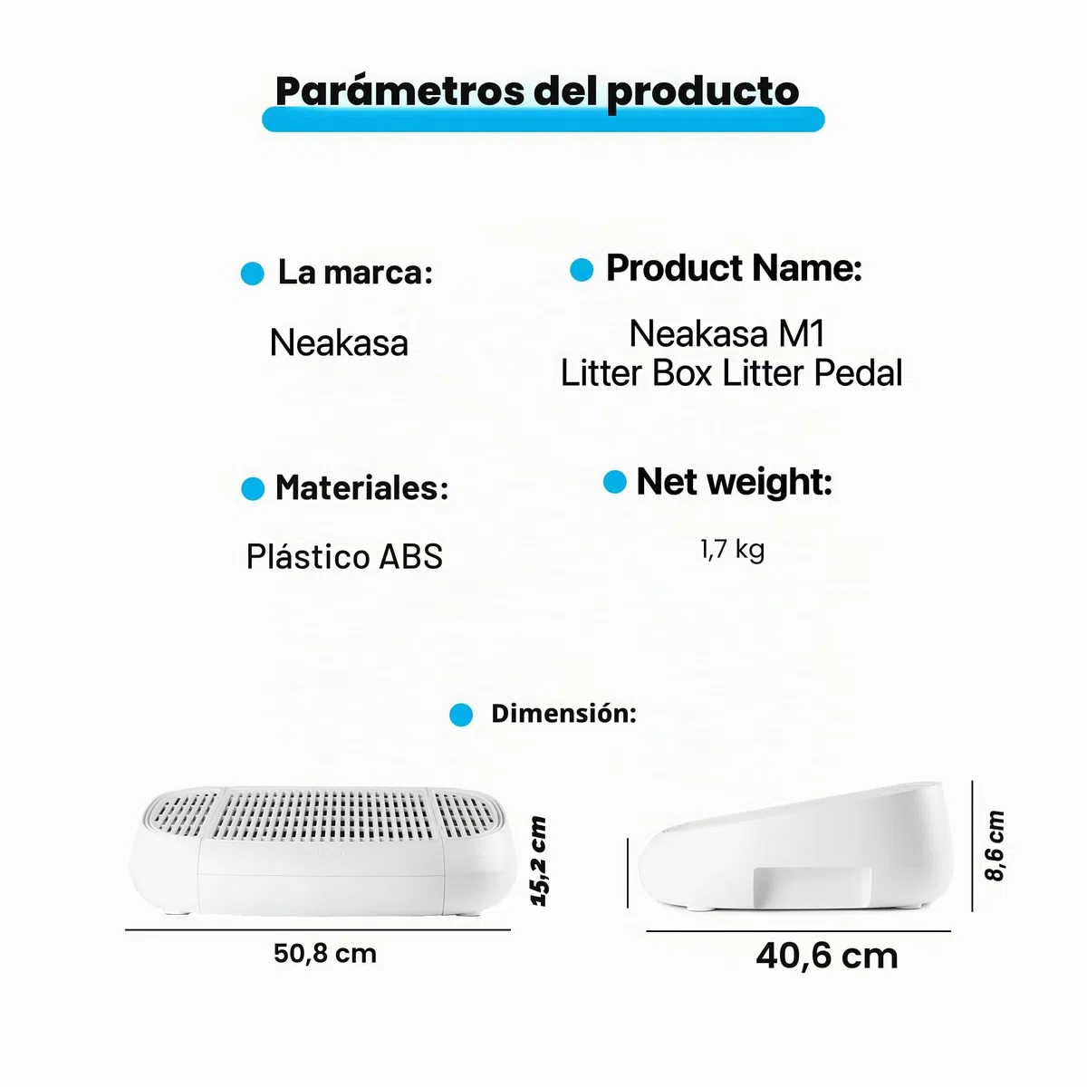 Neakasa Taburete con pedal para gatos con función de filtro, rampa de arena fácil de limpiar, atrapador de arena para caja de arena para gatos M1 con parte superior abierta, color blanco
