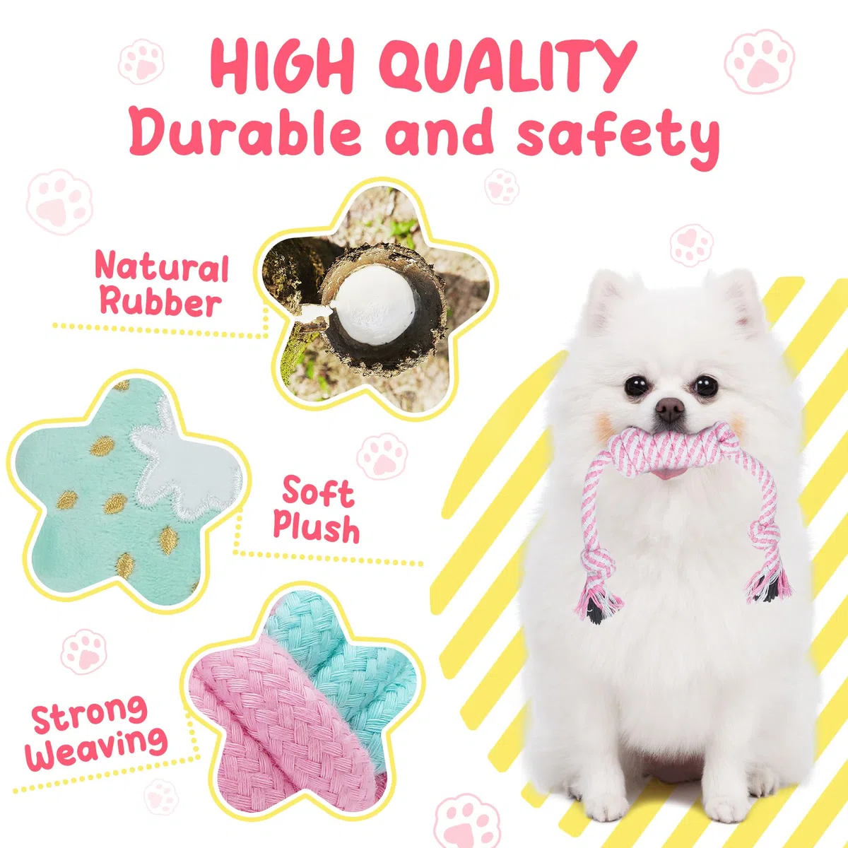 XIUGOAL Juguetes para Cachorros Rosados para aburrimiento, Paquete de 14 Juguetes masticables para Cachorros, Juguetes interactivos para Cachorros, Lindos Juguetes para Perros pequeños con Bola de