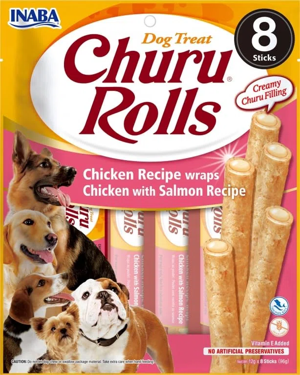 Churu Perro Rolls 8x8x12 Gr Snack Saludables para Perros (Pollo Y Salmón)