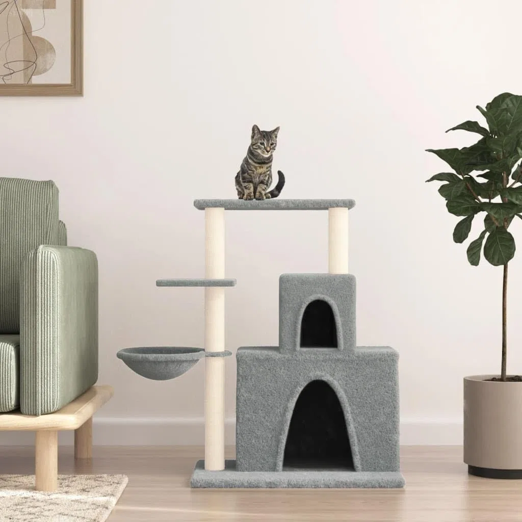 Rascador para Gatos con Postes de sisal Gris Claro 83 cm, CIADAZ Rascador Gato, Arbol Rascador para Gatos, Gatos Accesorios, Torre Gatos, Arranhador para Gatos, Casa para Gatos