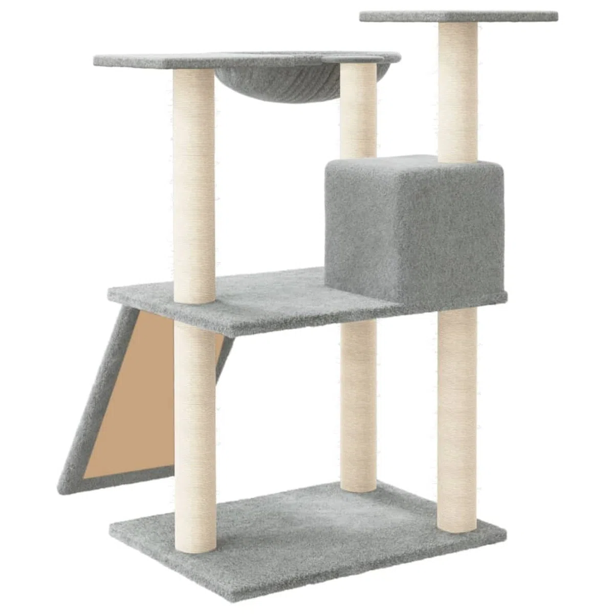LAPOOH Rascador para Gatos con Postes de sisal, Rascador Gato, Arbol Rascador para Gatos, Gatos Accesorios, Torre Gatos, Arranhador para Gatos, Casa para Gatos, Gris Claro 83 cm