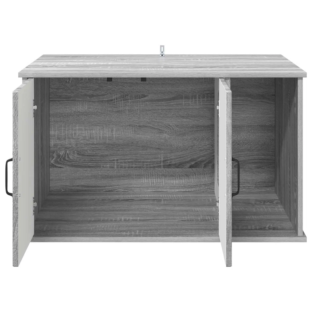 Casa rectangular para gatos gris Sonoma 85 x 55 x 50 cm de madera de ingeniería, diseño minimalista moderno para sala de estar, refugio cómodo para felino, incluye accesorios de montaje