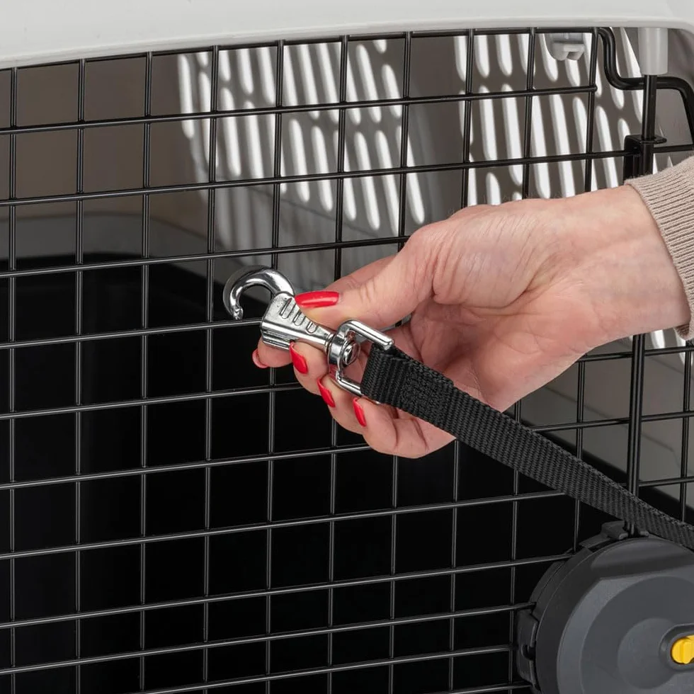 Ferplast Ruedas para Transportín para Perros Medianos y Grande CLIPPER, Juego de 2 ruedas pivotantes con freno y 2 ruedas fijas para transportín rígido perro, incluye asa correa