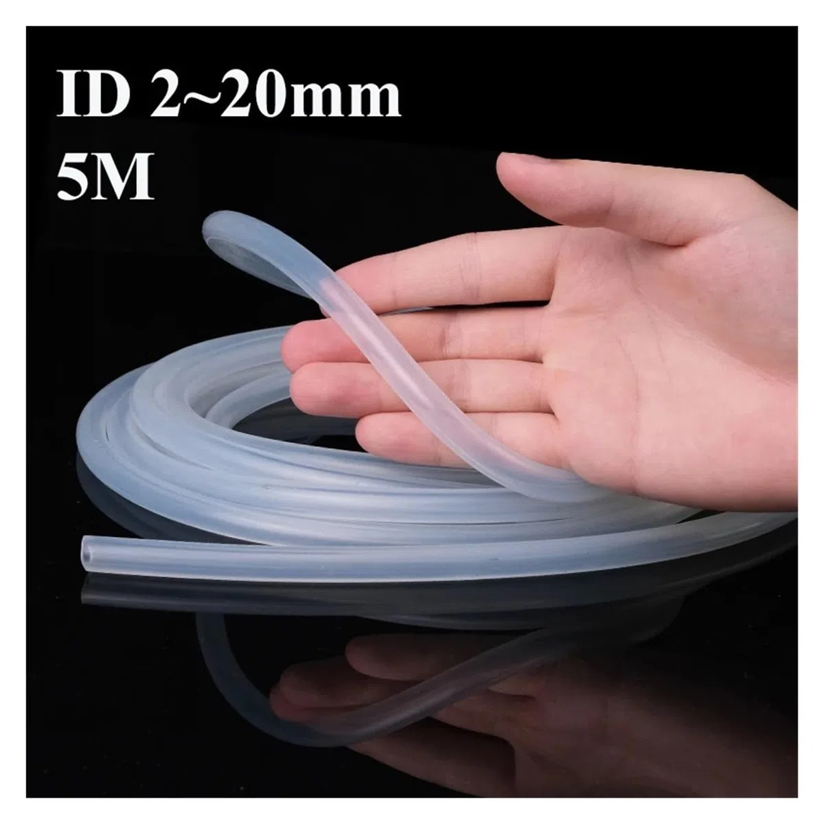 Manguera de silicona transparente for alimentos de 1/5 m, 2, 3, 4, 5, 6, 7, 8, 9, 10, 11, 12, 14 y 16 mm, flexible, for bomba de acuario de alta temperatura.(5 Meter,ID 12mm x OD 16mm)