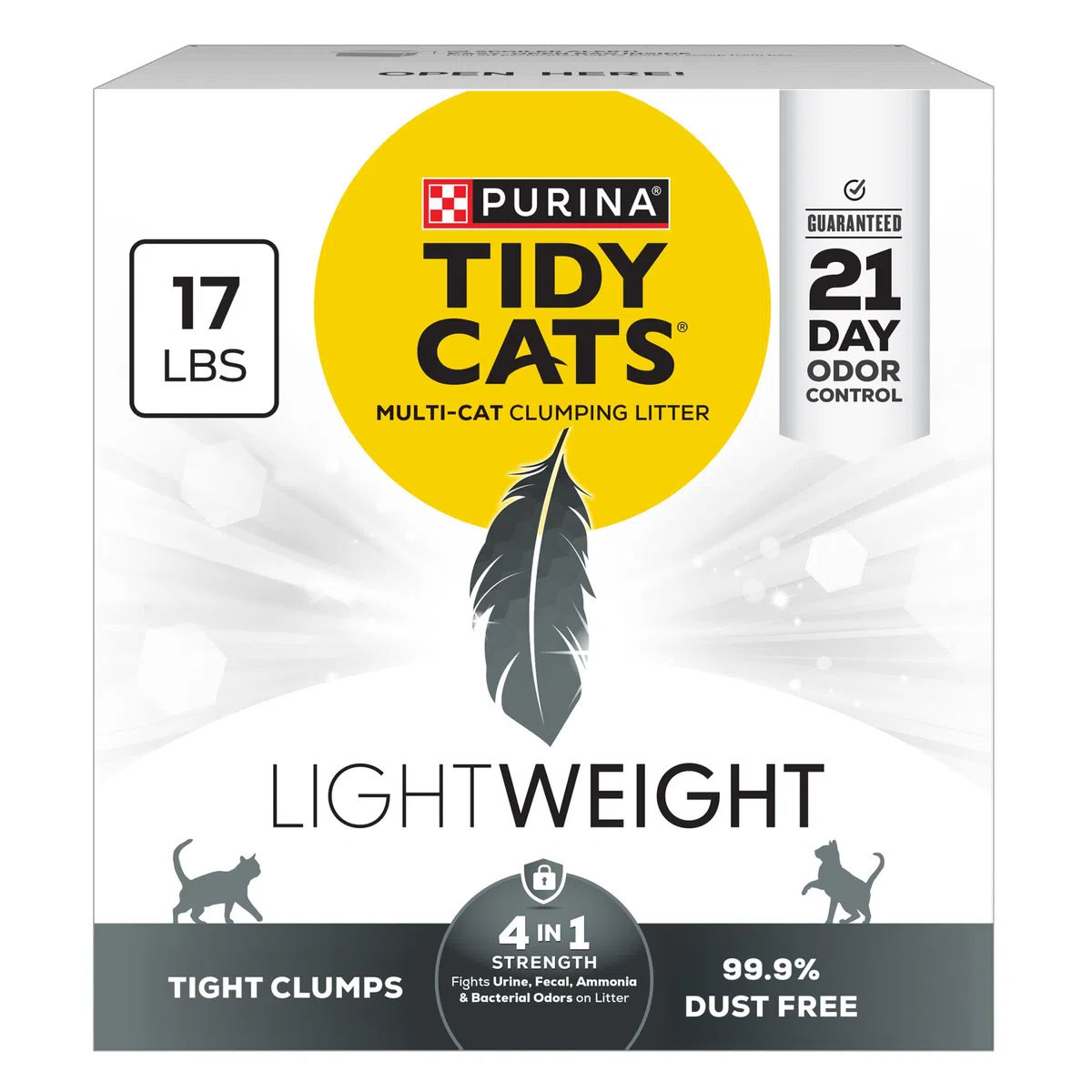 Purina Tidy Cats Arena para gatos ligera 4 en 1, sin polvo, 4 en 1, caja de 17 lb