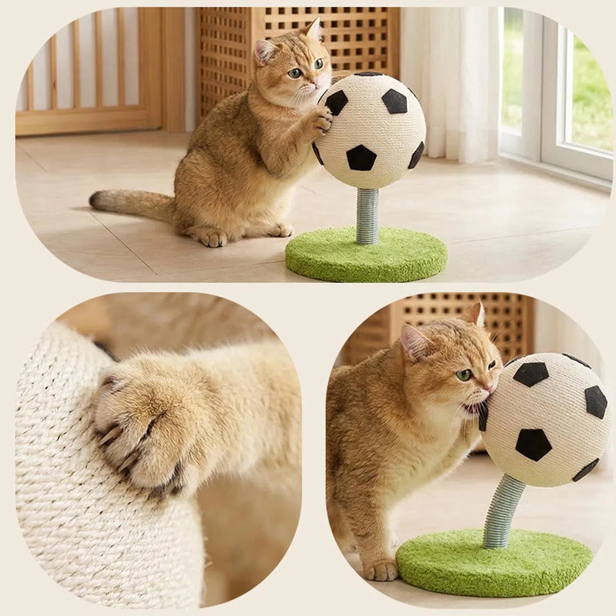 Pelota Rascador para Gatos Juguete de Fútbol Rascador para Mascotas | Pelota Ejercicio Gatos Interior para Alivio del Estrés y Diversión en Interior y Exterior Ejercicio y Entrenamiento
