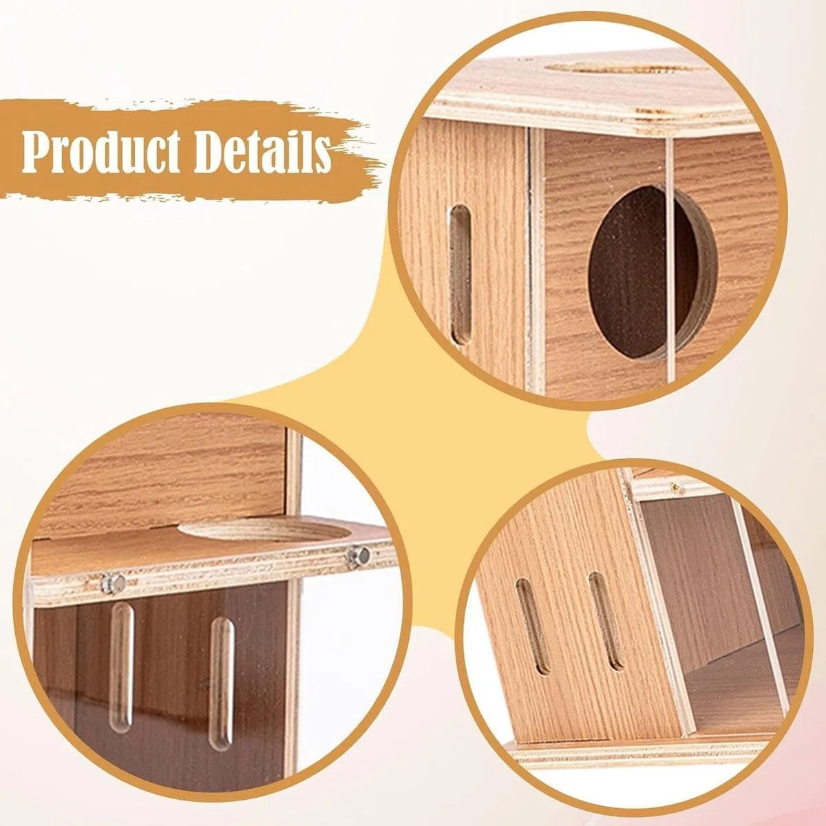 Casita de Madera para Hámster, Escondite 2 Plantas con Refugio y Accesorios Divertidos